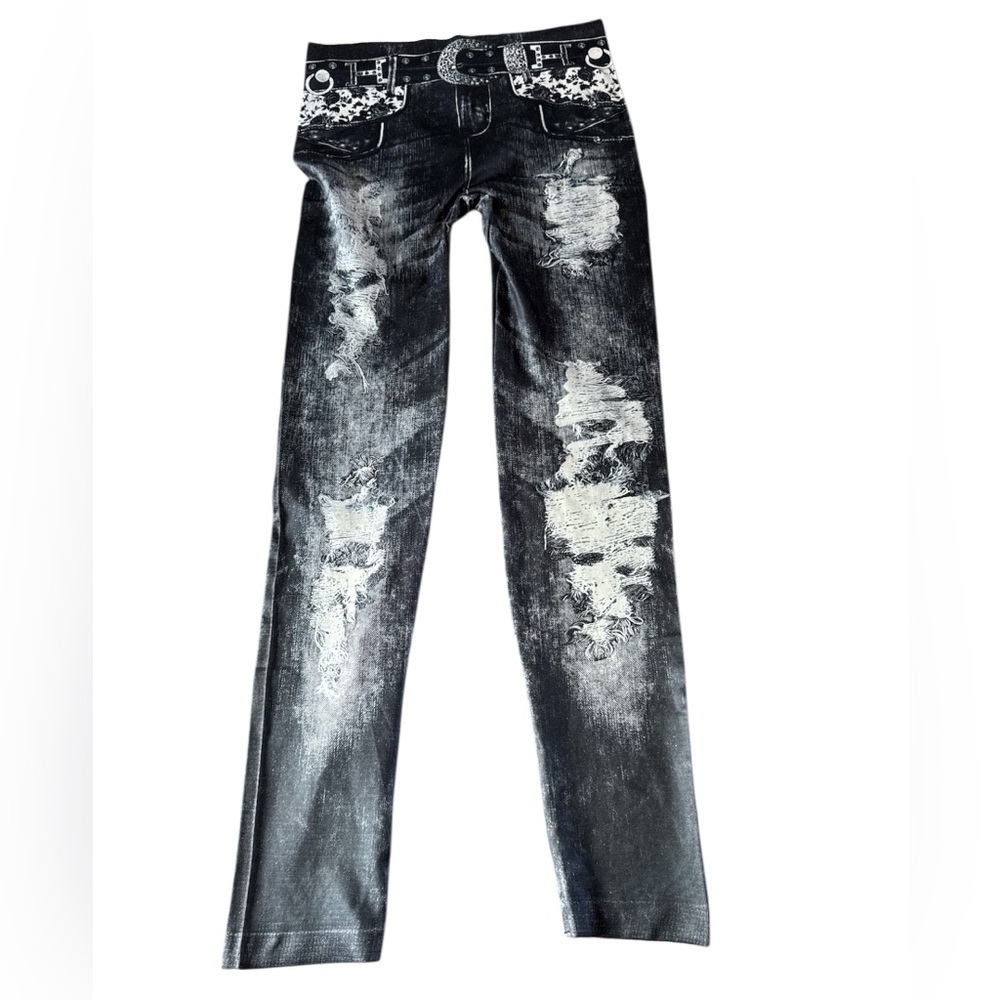 NWT- WOMENS FAUX DENIM HIGH WAIST LEGGINS SIZE Small